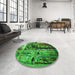 Patterned Deep Emerald Green Rug in a Kitchen, pat34grn