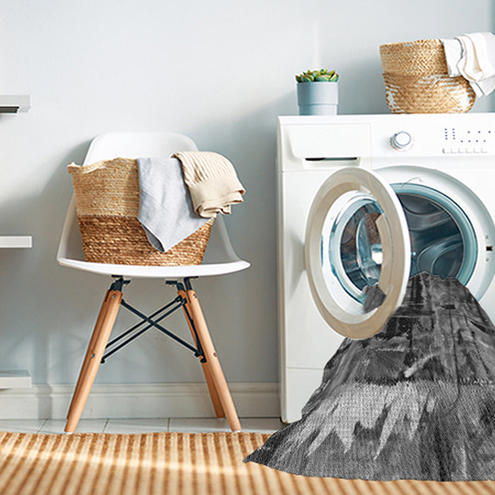 Machine Washable Transitional Dark Gray Rug in a Washing Machine, wshpat34gry
