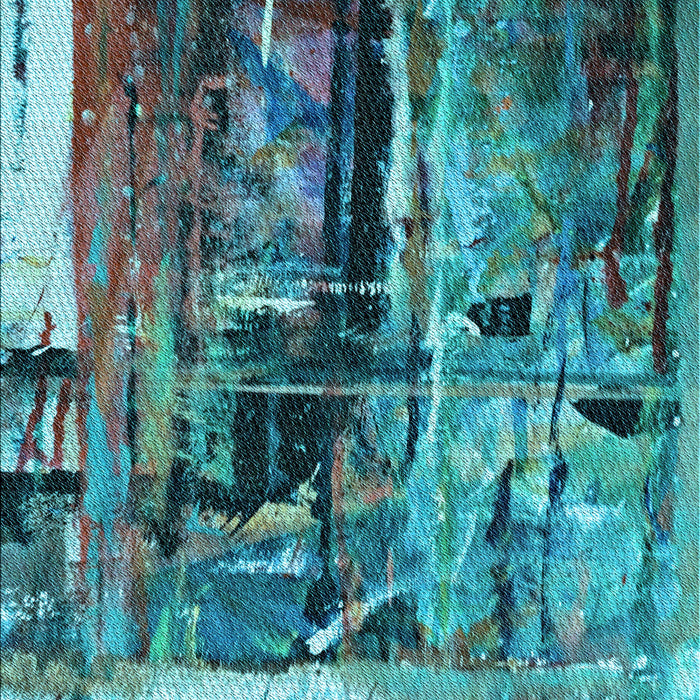 Square Patterned Turquoise Green Rug in a Living Room, pat34lblu