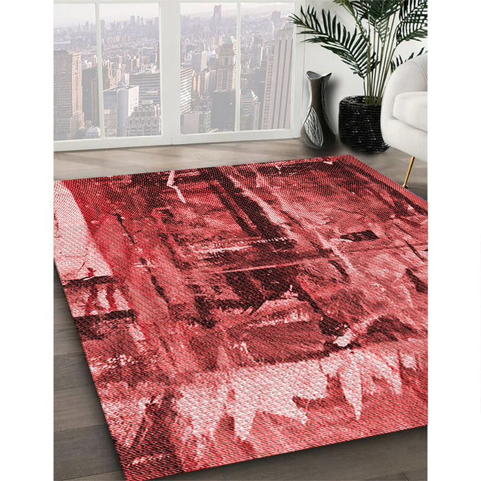 Machine Washable Transitional Red Rug in a Family Room, wshpat34rd