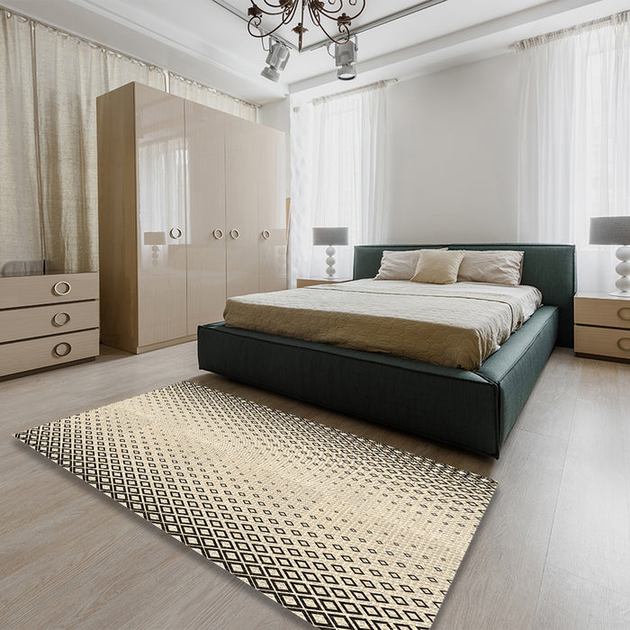 Patterned Brown Rug in a Bedroom, pat3401brn