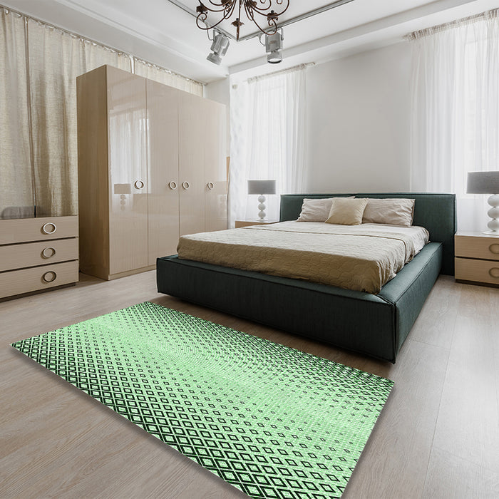 Patterned Mint Green Rug in a Bedroom, pat3401grn
