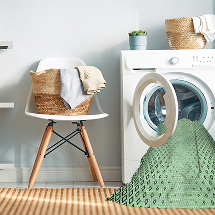 Machine Washable Transitional Mint Green Rug in a Washing Machine, wshpat3401grn