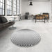 Round Patterned Platinum Gray Rug in a Office, pat3401gry