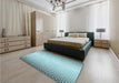 Patterned Deep-Sea Green Rug in a Bedroom, pat3401lblu