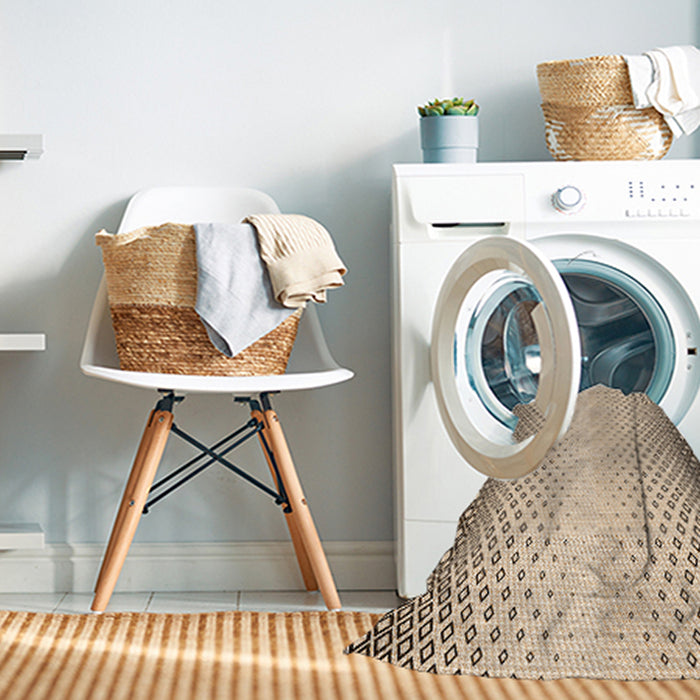 Machine Washable Transitional Light Brown Rug in a Washing Machine, wshpat3401org