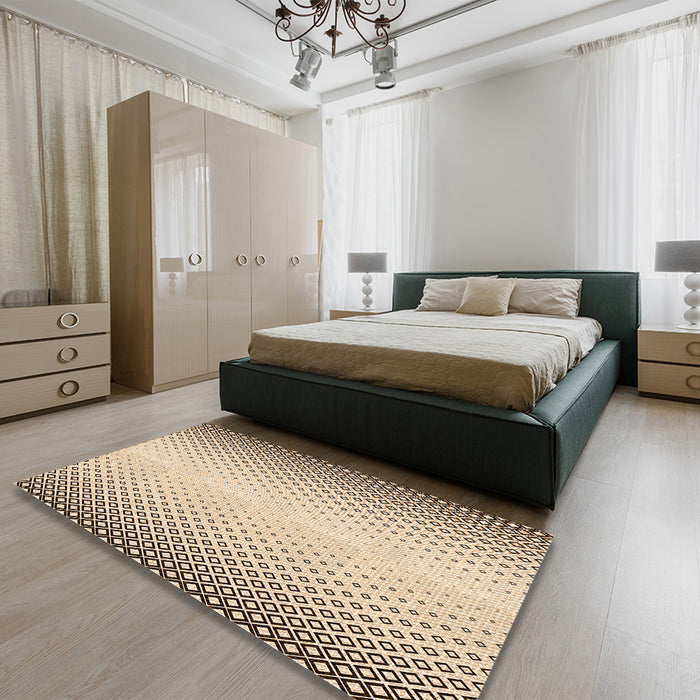 Patterned Light Brown Rug in a Bedroom, pat3401org