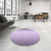 Round Patterned Purple Flower Purple Rug in a Office, pat3401pur