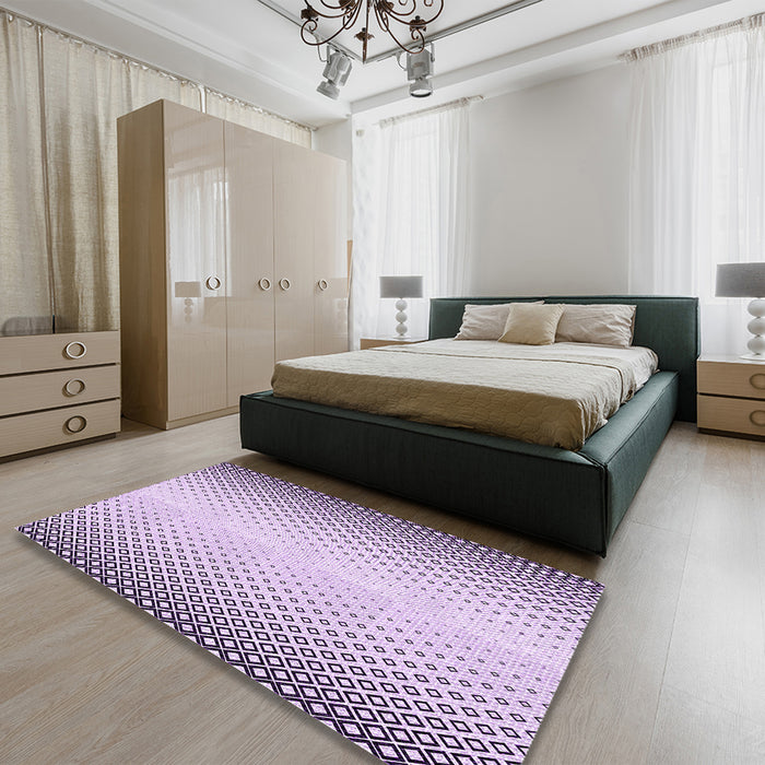 Patterned Purple Flower Purple Rug in a Bedroom, pat3401pur