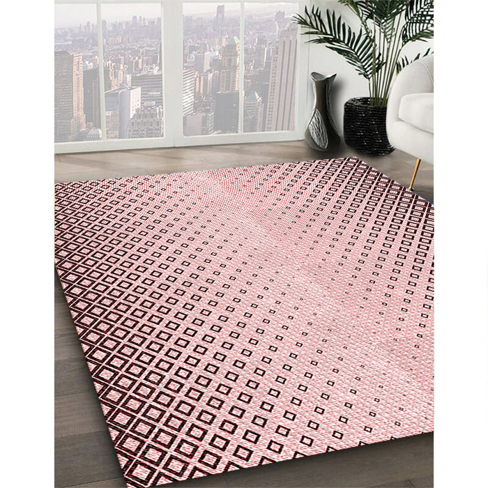 Patterned Light Rose Pink Rug in Family Room, pat3401rd