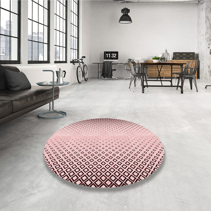 Round Patterned Light Rose Pink Rug in a Office, pat3401rd