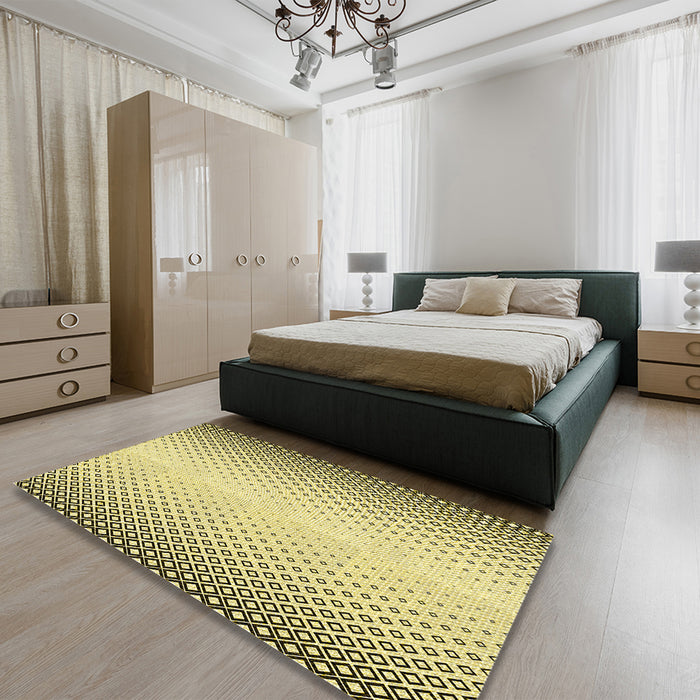 Patterned Sun Yellow Rug in a Bedroom, pat3401yw
