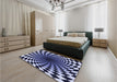 Patterned Night Blue Rug in a Bedroom, pat3402blu