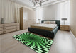 Patterned Green Rug in a Bedroom, pat3402grn