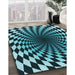 Machine Washable Transitional Deep Teal Green Rug in a Family Room, wshpat3402lblu