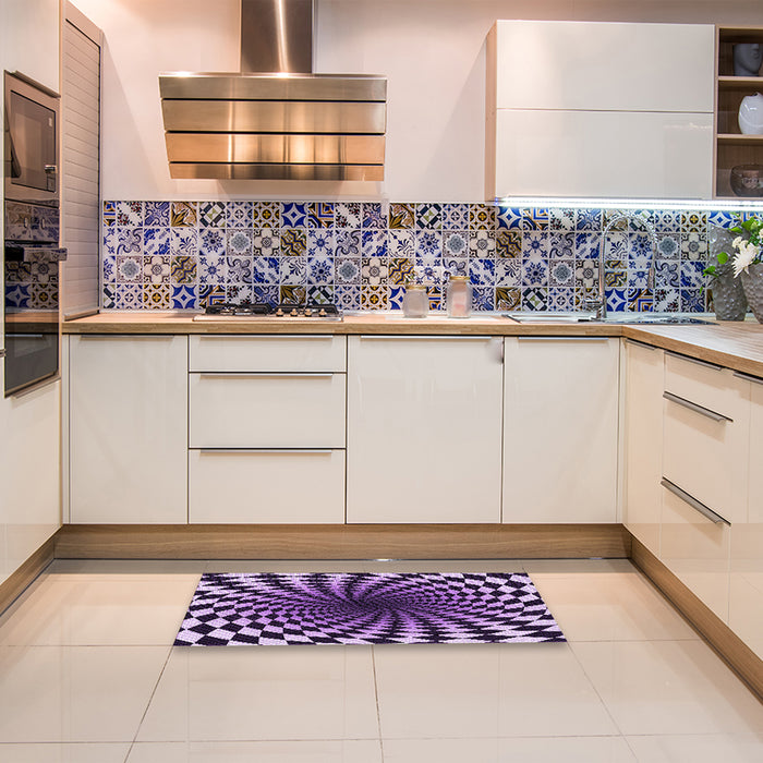 Patterned Bright Lilac Purple Rug in a Kitchen, pat3402pur