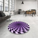 Round Patterned Bright Lilac Purple Rug in a Office, pat3402pur