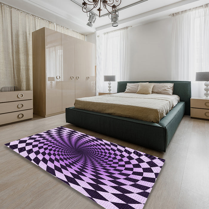 Patterned Bright Lilac Purple Rug in a Bedroom, pat3402pur