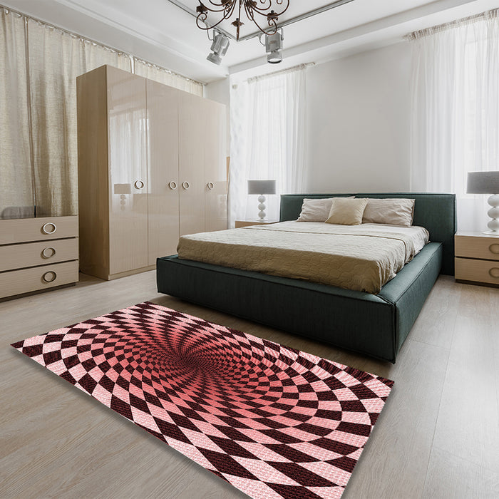 Patterned Light Coral Pink Rug in a Bedroom, pat3402rd