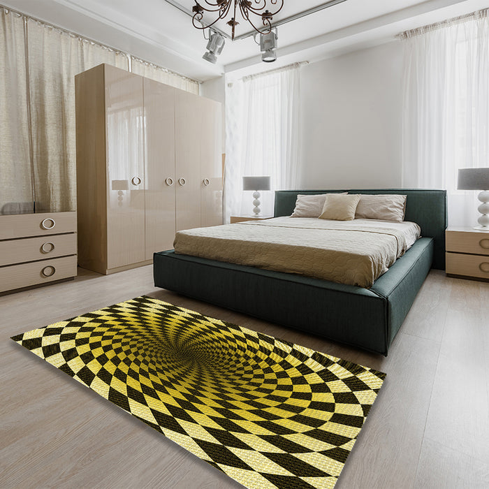 Patterned Midnight Gray Rug in a Bedroom, pat3402yw