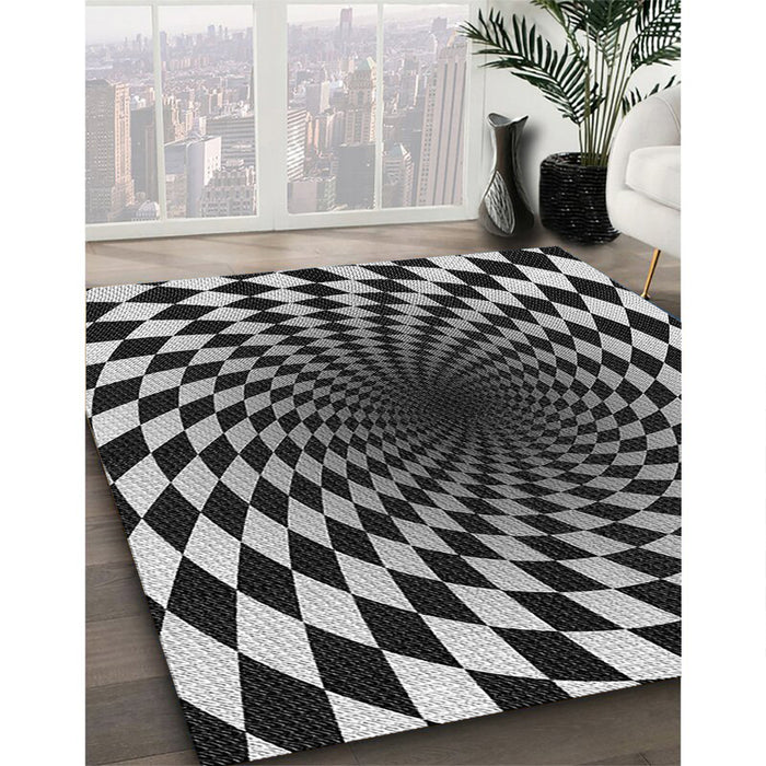 Patterned Mid Gray Novelty Rug in Family Room, pat3402