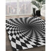 Patterned Mid Gray Novelty Rug in Family Room, pat3402