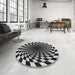 Round Patterned Mid Gray Novelty Rug in a Office, pat3402