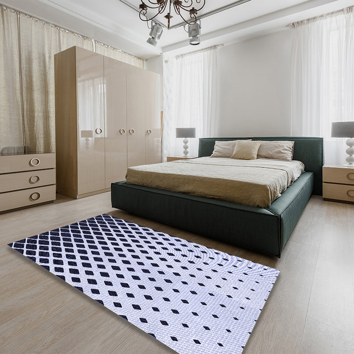 Patterned Lavender Blue Rug in a Bedroom, pat3403blu