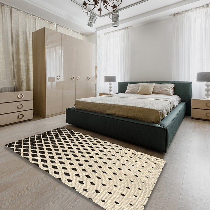 Patterned Vanilla Gold Rug in a Bedroom, pat3403brn