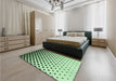 Patterned Medium Forest Green Rug in a Bedroom, pat3403grn