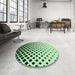 Round Patterned Medium Forest Green Rug in a Office, pat3403grn