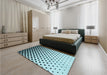 Patterned Blue Rug in a Bedroom, pat3403lblu