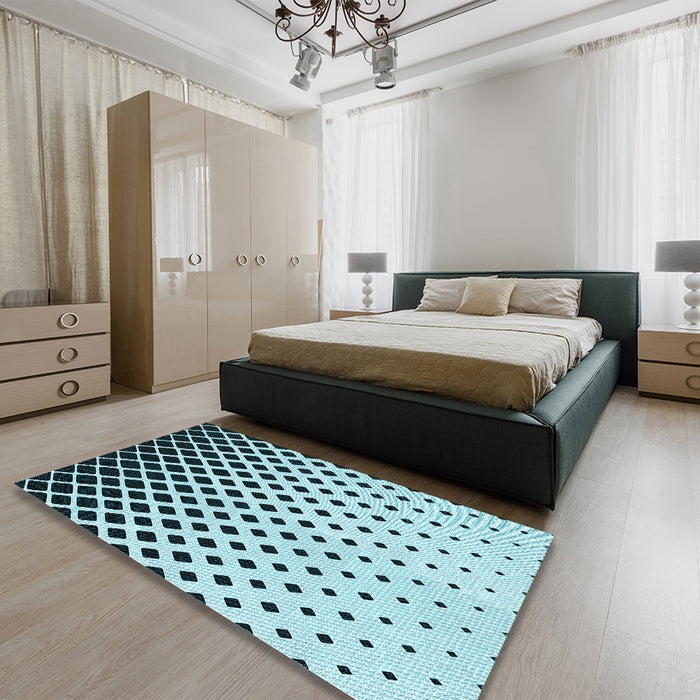 Patterned Blue Rug in a Bedroom, pat3403lblu