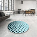 Round Patterned Blue Rug in a Office, pat3403lblu