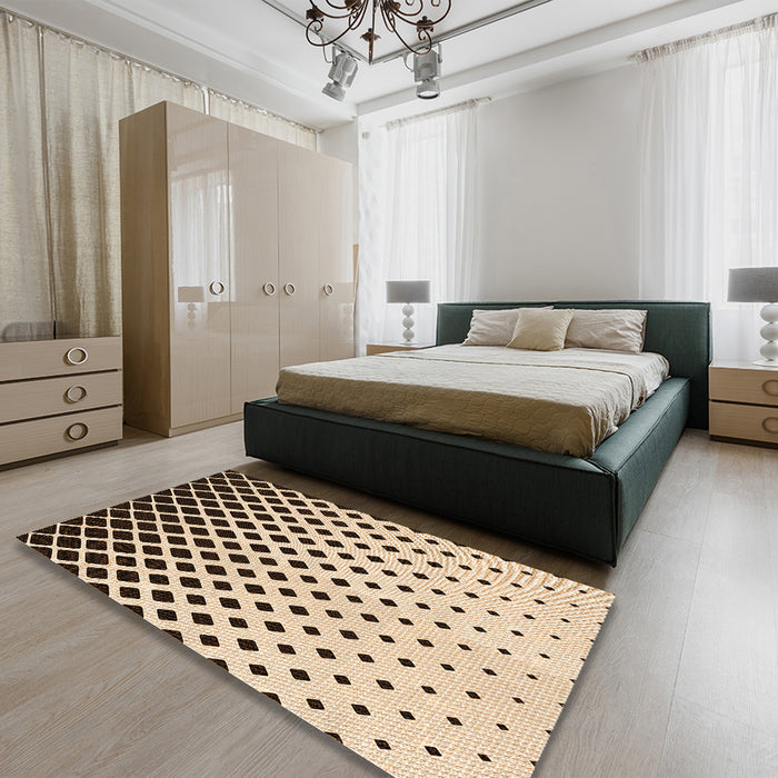 Patterned Golden Blonde Gold Rug in a Bedroom, pat3403org