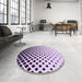 Round Patterned Purple Rug in a Office, pat3403pur