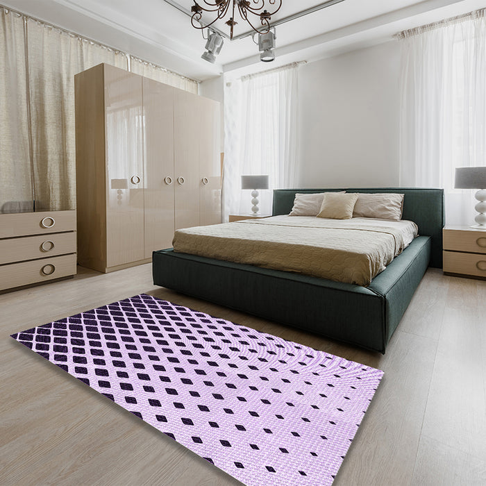 Patterned Purple Rug in a Bedroom, pat3403pur