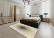 Patterned Moccasin Beige Rug in a Bedroom, pat3404brn