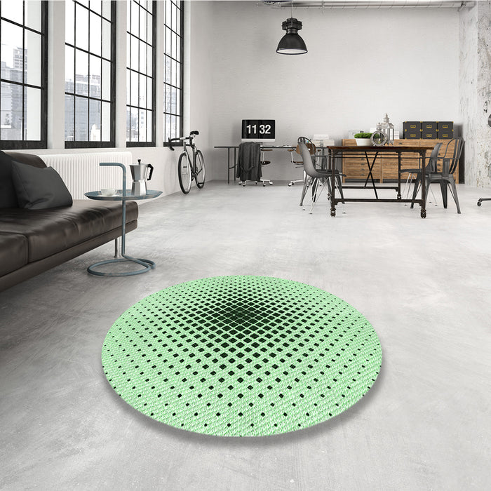 Round Patterned Mint Green Rug in a Office, pat3404grn