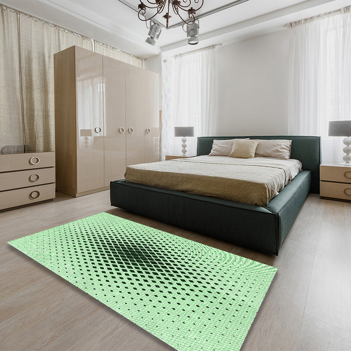 Patterned Mint Green Rug in a Bedroom, pat3404grn