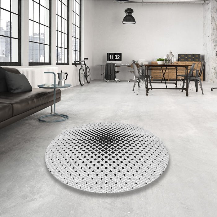 Round Patterned Gray Rug in a Office, pat3404gry
