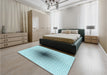 Patterned Seafoam Green Rug in a Bedroom, pat3404lblu