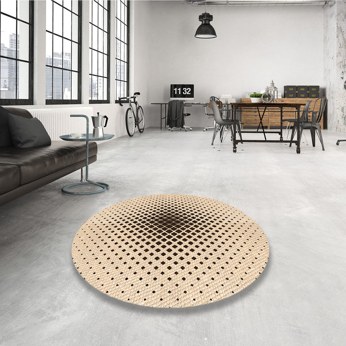 Round Patterned Copper Brown Rug in a Office, pat3404org
