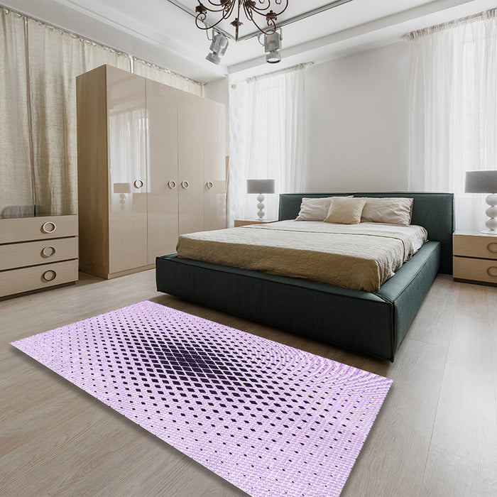 Patterned Lilac Purple Rug in a Bedroom, pat3404pur