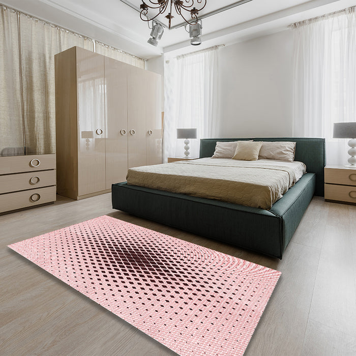 Patterned Pink Rug in a Bedroom, pat3404rd