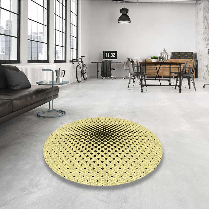 Round Patterned Sun Yellow Rug in a Office, pat3404yw