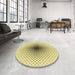 Round Patterned Sun Yellow Rug in a Office, pat3404yw
