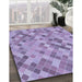Machine Washable Transitional Bright Lilac Purple Rug in a Family Room, wshpat3405blu