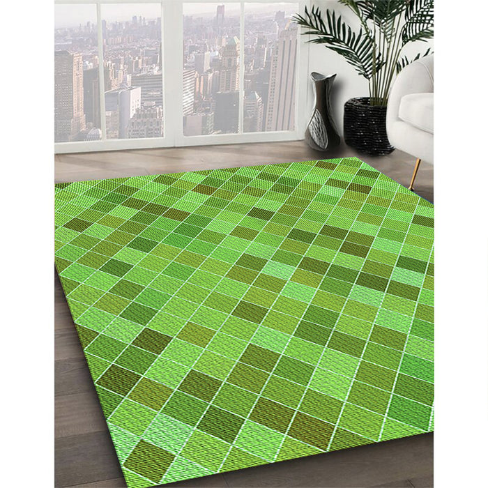 Machine Washable Transitional Emerald Green Rug in a Family Room, wshpat3405grn