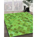 Machine Washable Transitional Emerald Green Rug in a Family Room, wshpat3405grn